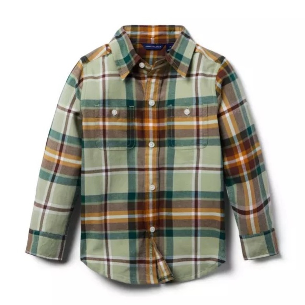 NWT Janie and Jack Plaid Brushed Twill Flannel Shirt Size 2T